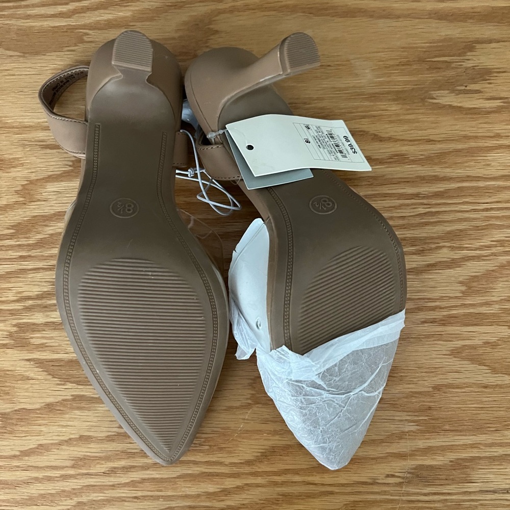 Target A New Day NWT 8.5 Women's Tan and Clear Embellished Heels - Picture 3 of 4